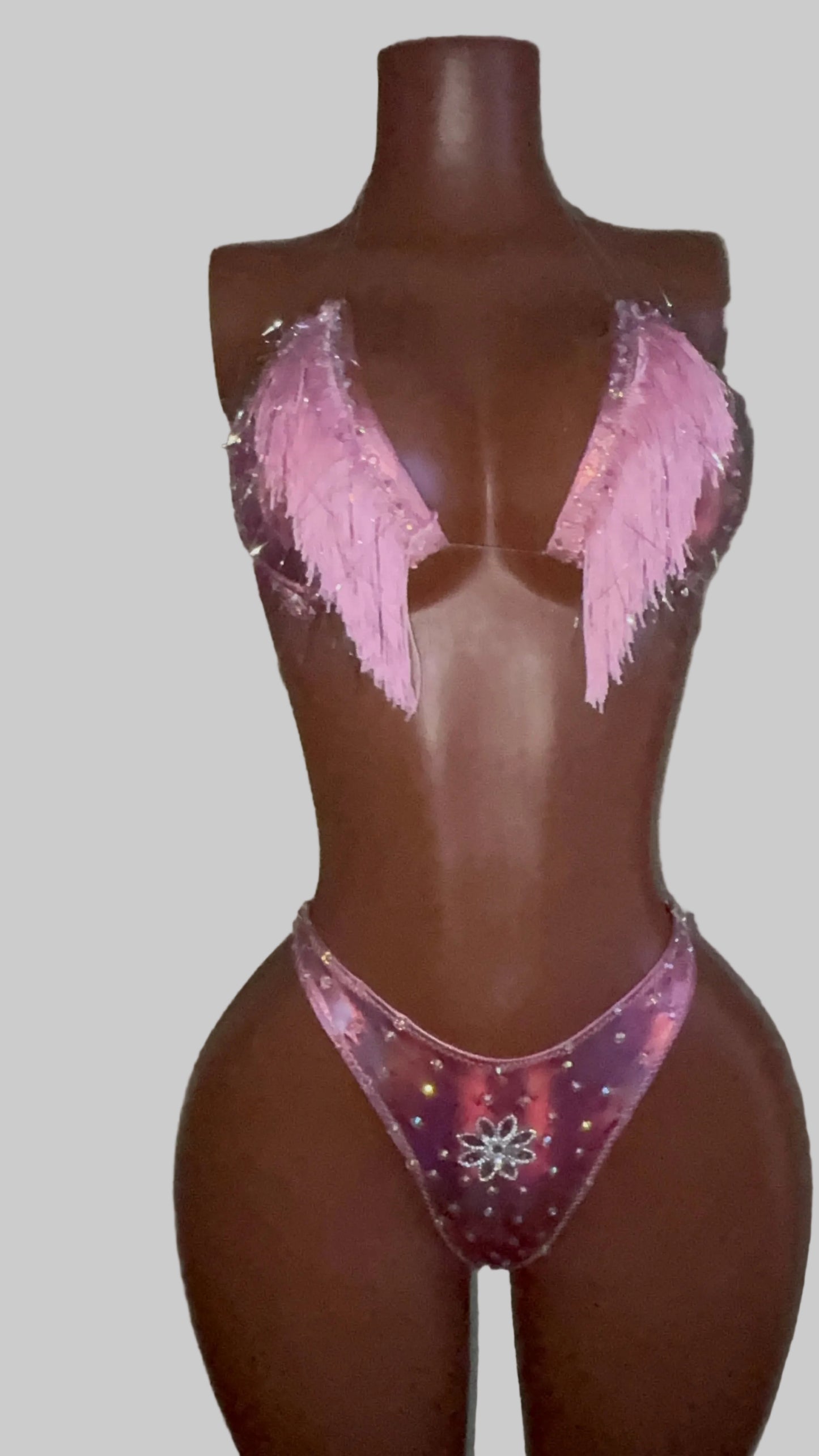 Pink fringe metallic set