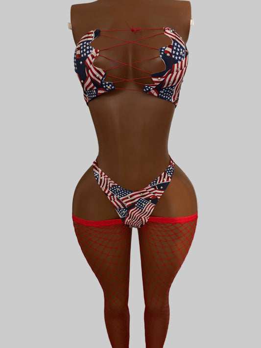 4th of July Bandeau Flags top